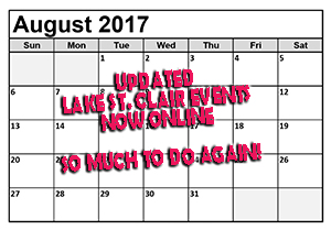 Lake St. Clair August 2017 Events Calendar