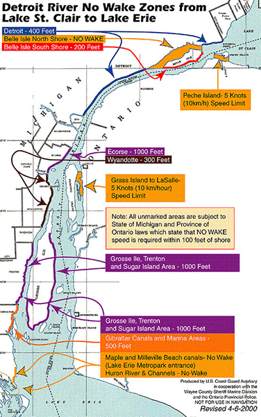 detroit river no wake zone map