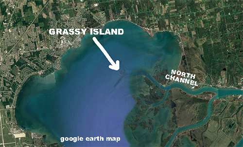 grassy island map location